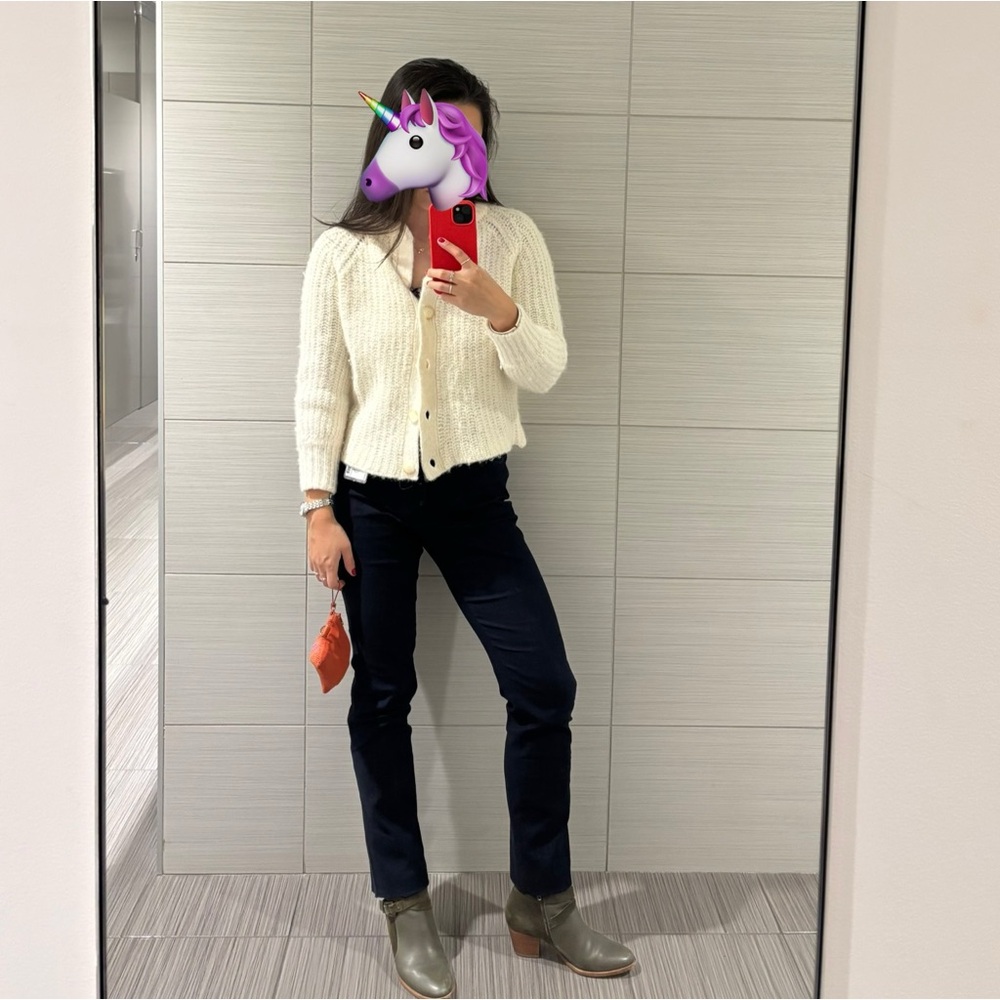 Sézane off-white / cream alpaca and wool cardigan sweater